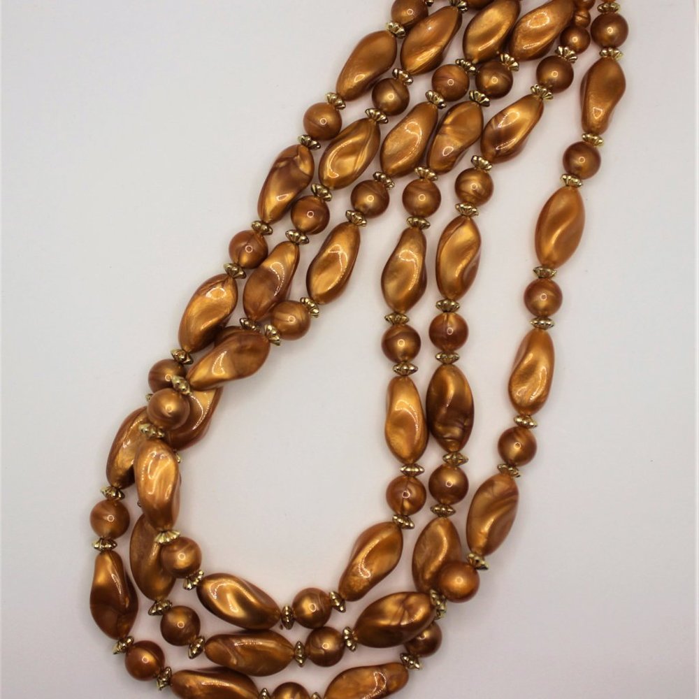 Vintage CORO Triple Strand Beaded Necklace